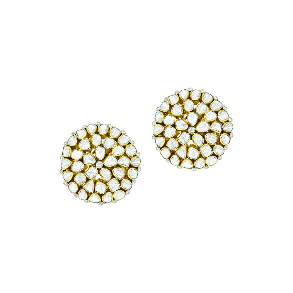 Radial Polki Cluster Studs with Intricate work